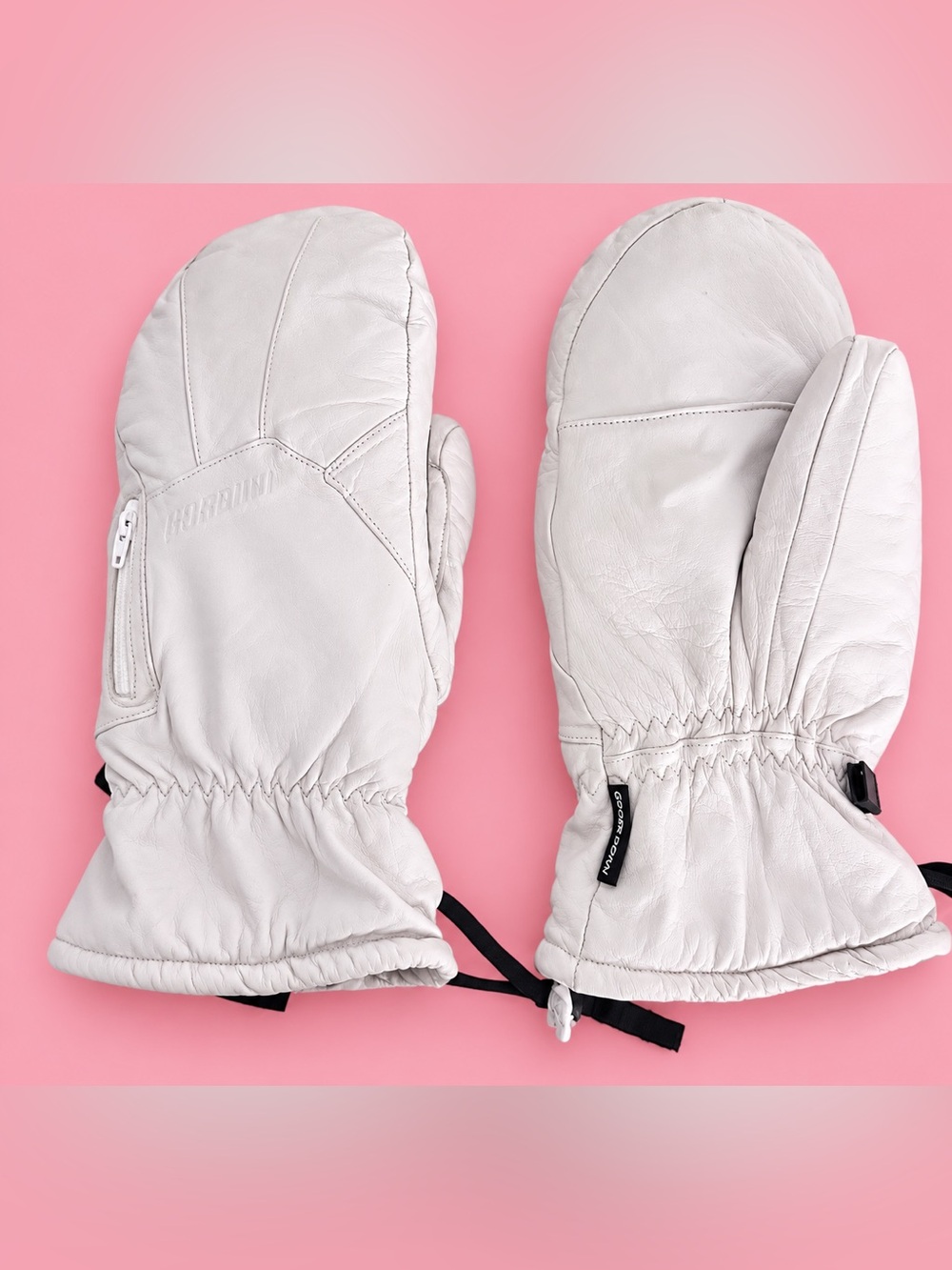 Gordini Genuine Leather Goose Down Ski Mittens – White – Women’s Size L